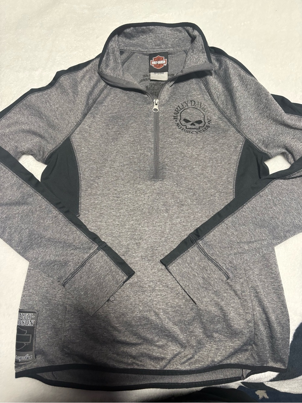 Harley-Davidson Men’s Gray and Black Quarter-Zip Pullover